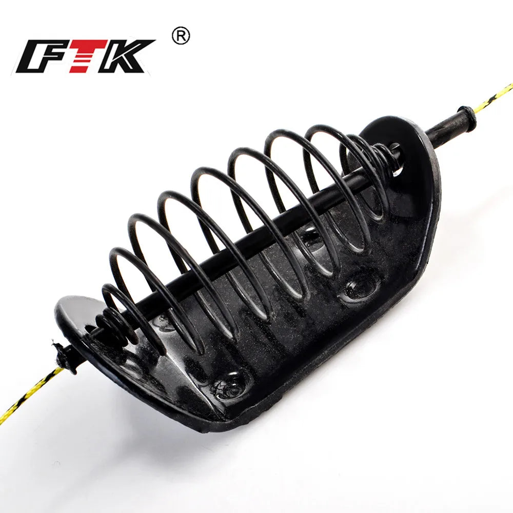 FTK 20g-50g Metal Carp Fishing Hair Rigs Sinker Bait Thrower Cage Europe Feeder Fishing Group With Barbed Carp Bait Holder Hook