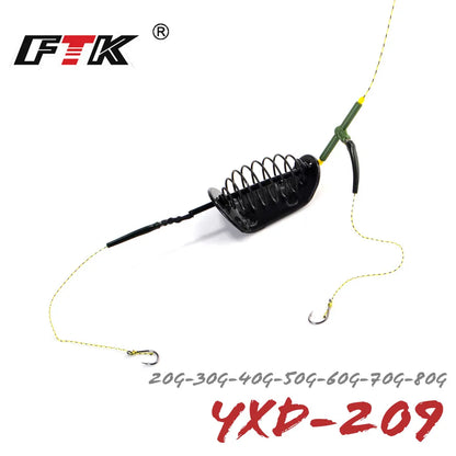 FTK 20g-50g Metal Carp Fishing Hair Rigs Sinker Bait Thrower Cage Europe Feeder Fishing Group With Barbed Carp Bait Holder Hook