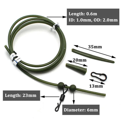 3x Pre Rigged Rig Tube Helicopter Chod Hair Rigs Swivel Carp Fishing Accessories Tackle Links Leader  Tail Rubber & Line Aligner