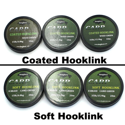 1PCS Carp fishing line - Coated Hook Link- 15 25 35LB Braid- Camo Green