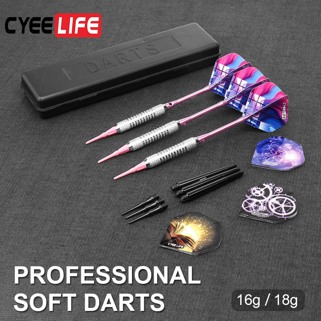 CyeeLife Professional 16/18 Grams Soft Tip Darts Set with Extra Plastic Tips for Electronic Dartboard