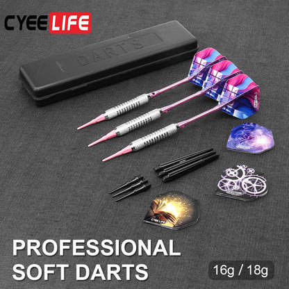 CyeeLife Professional 16/18 Grams Soft Tip Darts Set with Extra Plastic Tips for Electronic Dartboard