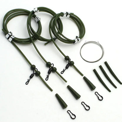 3x Pre Rigged Rig Tube Helicopter Chod Hair Rigs Swivel Carp Fishing Accessories Tackle Links Leader  Tail Rubber & Line Aligner