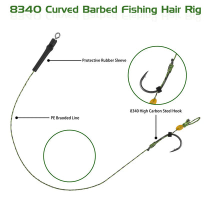 12Pcs Pre Tied Carp Fishing Hair Rigs