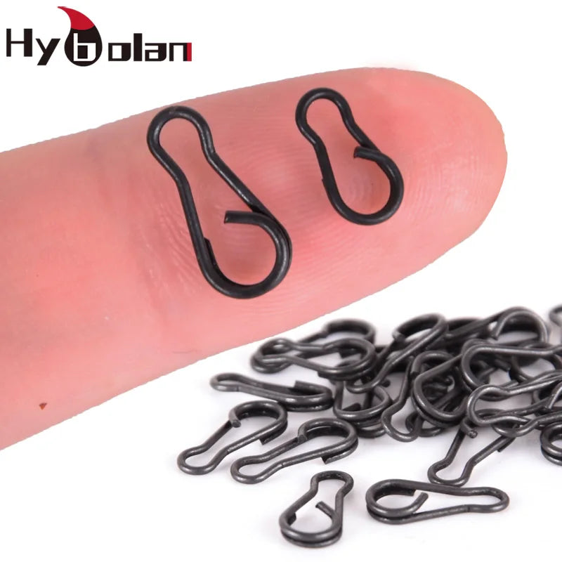 HYBOLAN 50pcs Fishing Snap Clips Quick Connector Change Carp Fishing Terminal Tackle Link matte black for Carp Rig Accessories