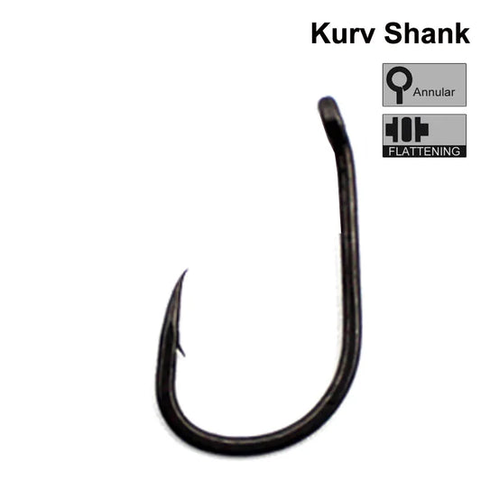 50pcs PTFE Coated Carp Fishing Hook Kaptor Kurv Shank Carbon Carp Hook Micro Barb Black 2 4 6 8 10 Withy Pool Rig Hook