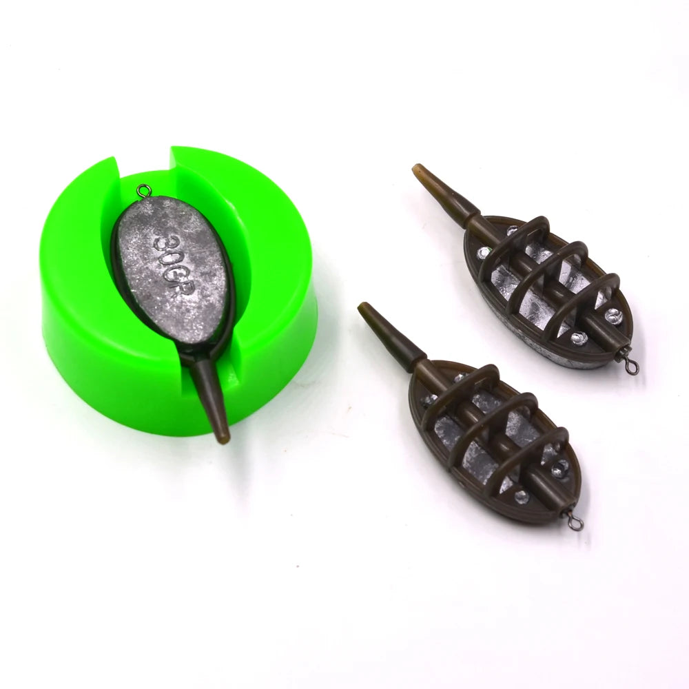 MNFT 1Set 30g 50g Carp Fishing Method Feeder Bait Mould Quick Release Mould Carp Terminal Tackle Casting Hair Rig Weights Tool