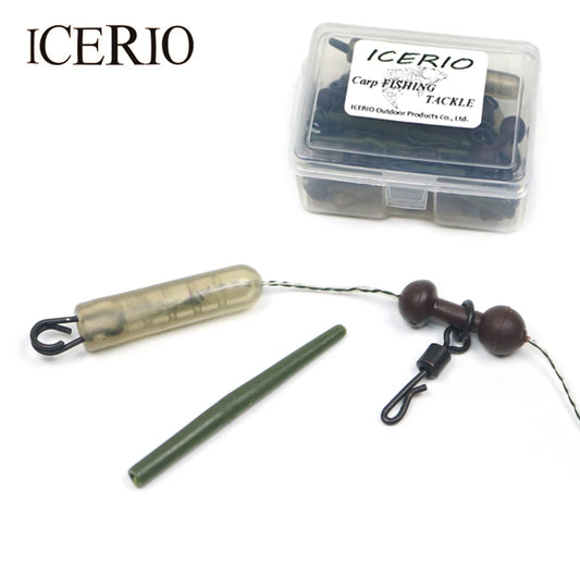 ICERIO 50pcs Carp Fishing Chod Rig Safety Sleeves Lead Clips Slide Heli Rigs Accessories Coarse Carp Terminal Tackle