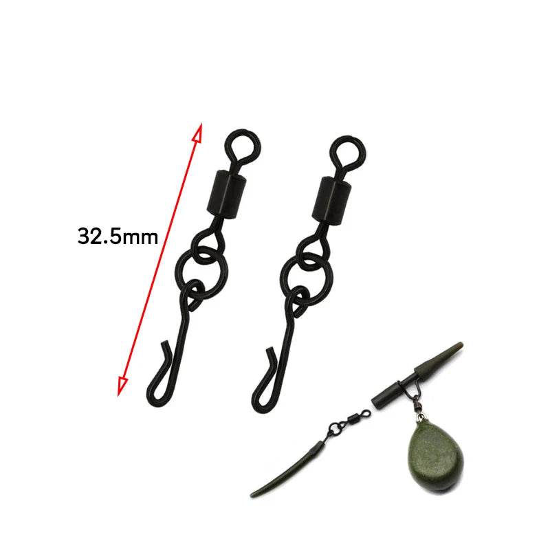 JIGEECARP 25 piece Carp Fishing Swivels Quick Change Snap for Carp Fishing Rig Fishing Accessories Terminal Tackle