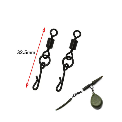 JIGEECARP 25 piece Carp Fishing Swivels Quick Change Snap for Carp Fishing Rig Fishing Accessories Terminal Tackle