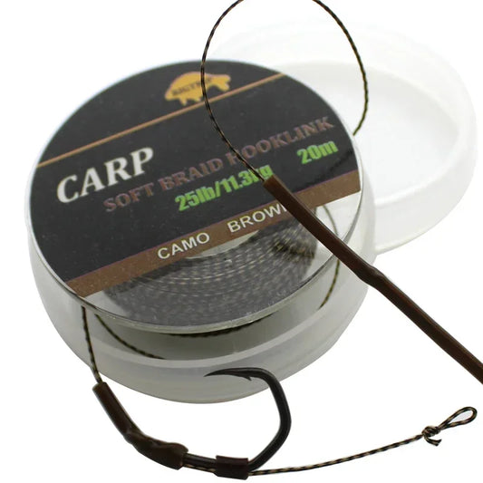 20m Carp Fishing Line 15lb/20lb/25lb Soft Braided Hooklink