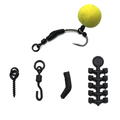 1Box Carp Fishing Kit Spinner Swivel Hook Kicker Bead Bait Screw Carp Hair Rig Accesseries