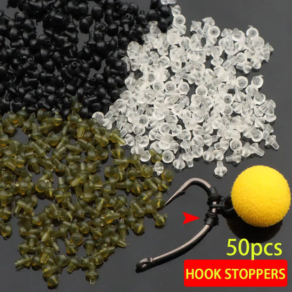 50pcs Carp Fishing Hook Stoppers For Carp Bait Boilie Screw Fixing Accessories Carp Stop Bead Ronnie Rig Making Terminal Tackle