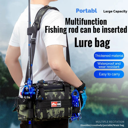 Fishing Lure Bag， Winter Fishing Outdoor Fishing Backpack with Rod Holder Bag，Fishing Tackle Backpack Lure Box Gear Storage Bag