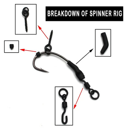 1Box Carp Fishing Kit Spinner Swivel Hook Kicker Bead Bait Screw Carp Hair Rig Accesseries