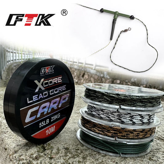 FTK Leadcore Carp Fishing Line 35LB/45LB/55LB 10M 15.9/20.45/25KG Make Carp Hair Rigs 4Colors Braided LeadLine