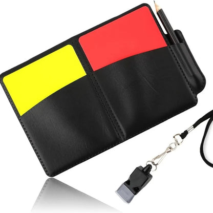 Referee Card Set, Scorebook Whistle Pencil Football Referee Red and Yellow Warning Cards for Football