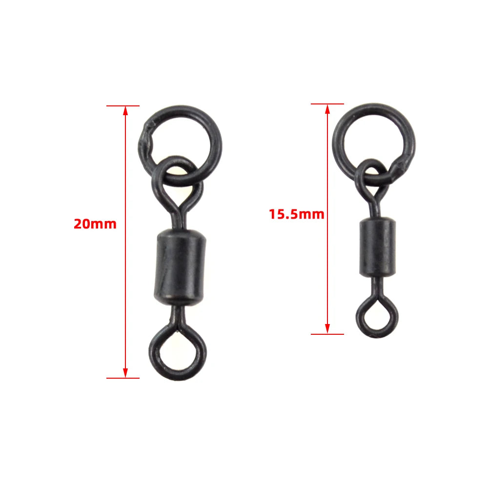 20pcs Fishing Carp Swivel for Chod Rig Link with Solid Ring Terminal Fishing Tackle Fishing Snap Swivels AE045S