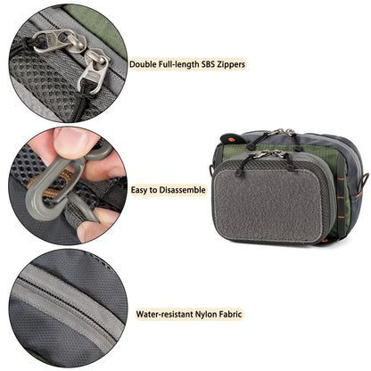 Fly Fishing Bag 2 Layers Fly Fishing Chest Pack Stroage Fishing Flies Tying Tool Adjustable for Men & Women Travel Lightweight