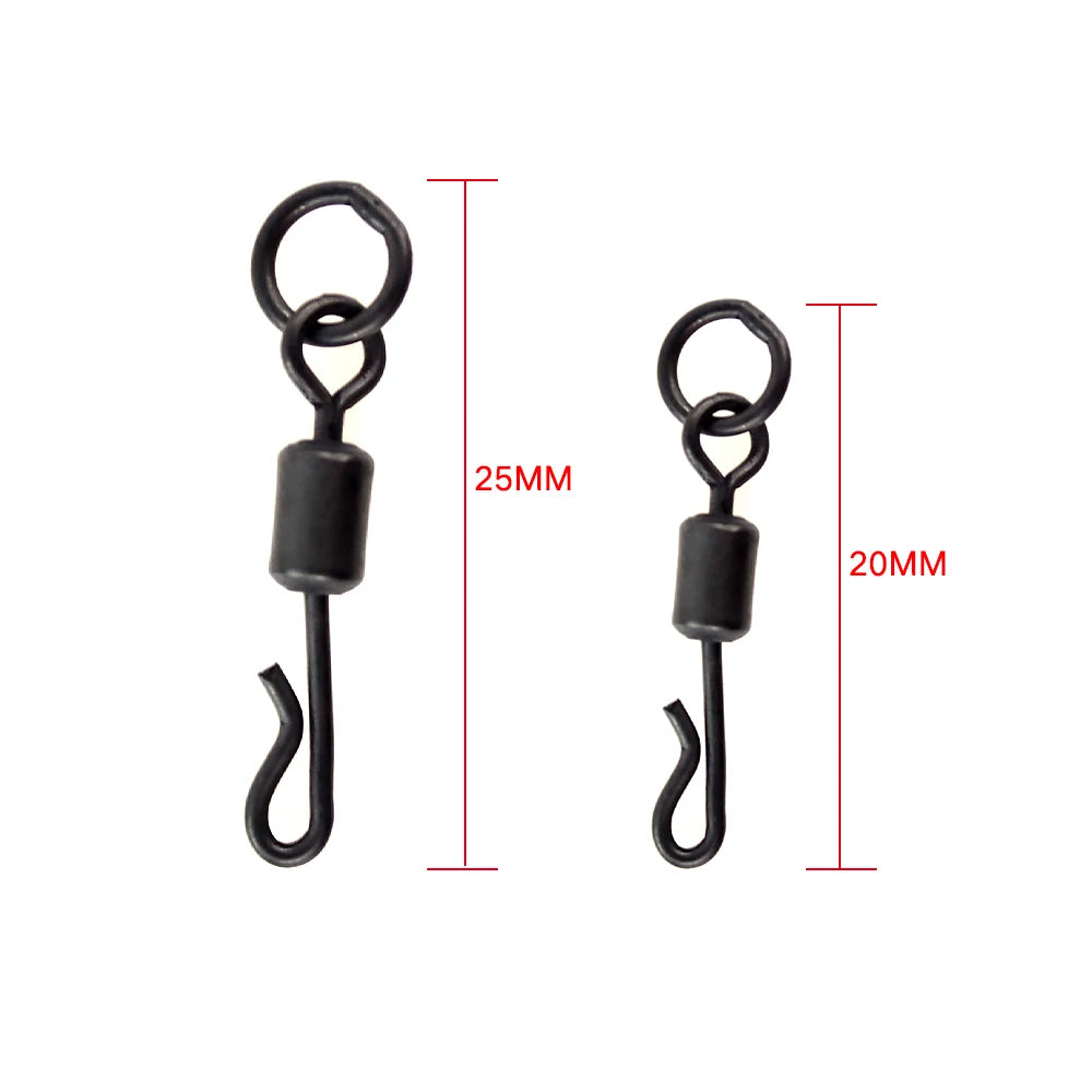 20pcs Carp Fishing Terminal Tackle Accessories Long body Q-shaped Fishing Swivel Snap with Solid Ring AE007S