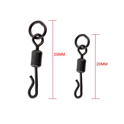 20pcs Carp Fishing Terminal Tackle Accessories Long body Q-shaped Fishing Swivel Snap with Solid Ring AE007S