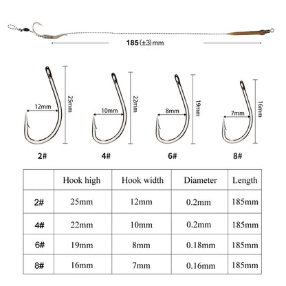 6Pcs Leader Carp Fishing Hooks Hair Rigs With Braided Line Ready Made Boilies Bait Tied Feeder Group Barbed Hook Accessories