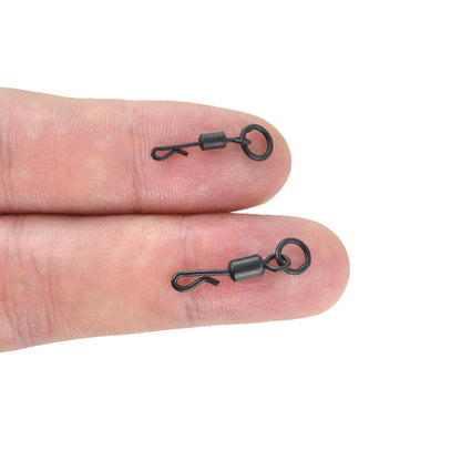 20pcs Carp Fishing Terminal Tackle Accessories Long body Q-shaped Fishing Swivel Snap with Solid Ring AE007S