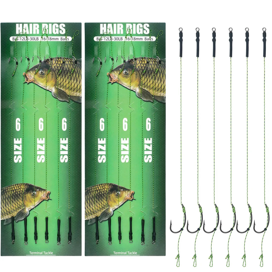 12Pcs Carp Fishing Pre tied carp hair rigs.