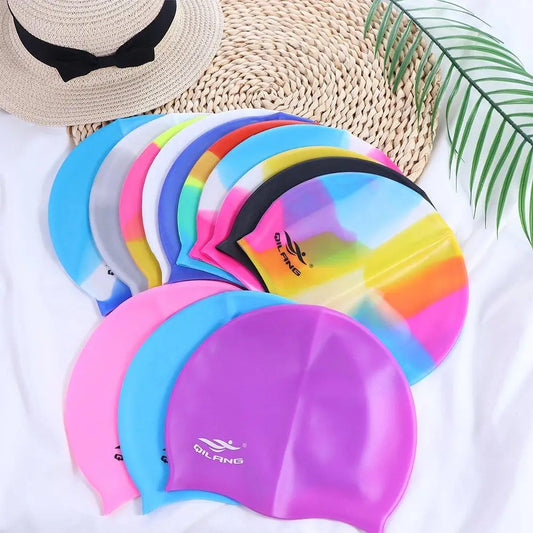 Wear-resistant Practical Colorful Silicone Flexible Swimming caps