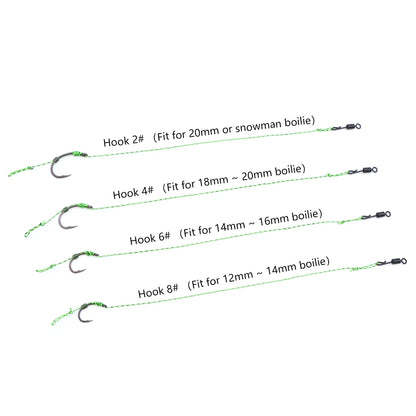 6pcs Carp Fishing Accessories Hair Rigs With Barbed Fishing Hook Ready Tied Carp Line Hooklink For Carp Boilie Fishing Tackles