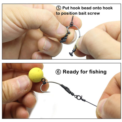 1Box Carp Fishing Kit Spinner Swivel Hook Kicker Bead Bait Screw Carp Hair Rig Accesseries