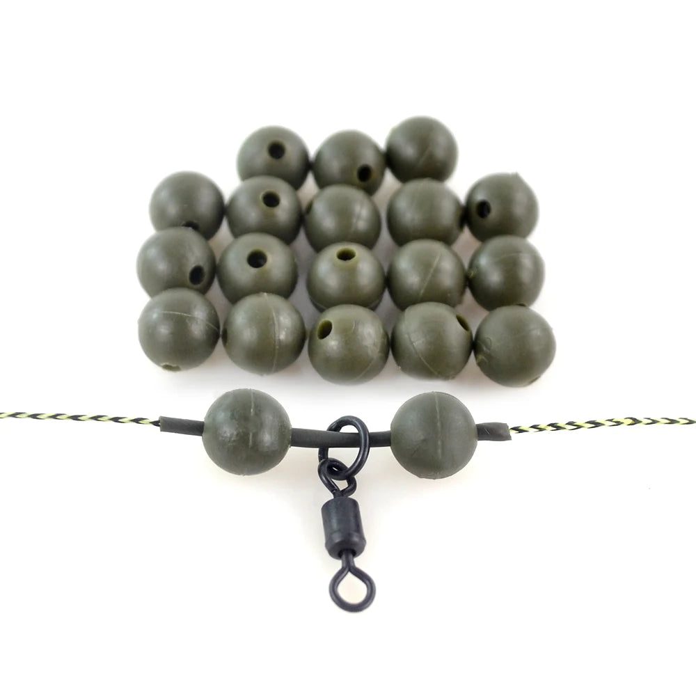 20pcs Carp Fishing Rubber Shock Beads Green Soft Rig Beads Fishing Terminal Tackle AG131