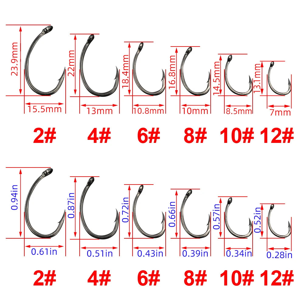 Hirisi 50pcs Coating High Carbon Stainless Steel Barbed hooks Carp Fishing Hooks Pack with Retail Original Box 8011