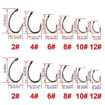 Hirisi 50pcs Coating High Carbon Stainless Steel Barbed hooks Carp Fishing Hooks Pack with Retail Original Box 8011