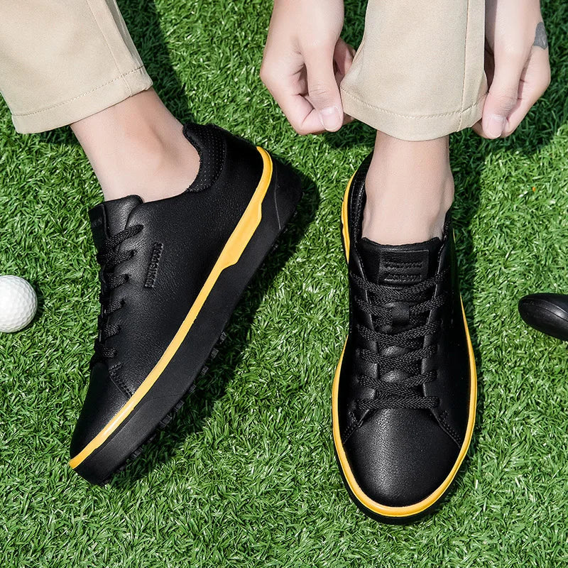 Flat Leather Golf Shoes