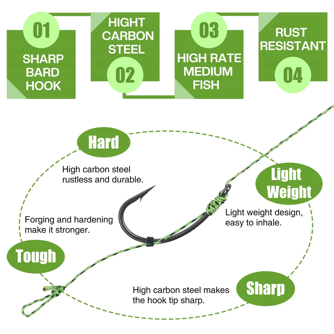 12Pcs Carp Fishing Pre tied carp hair rigs.