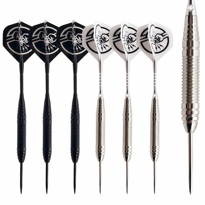 FX Quality 6 PCS Professional White/BLACK Darts with Free Case 25g Steel Tip Darts Iron Copper Barrel