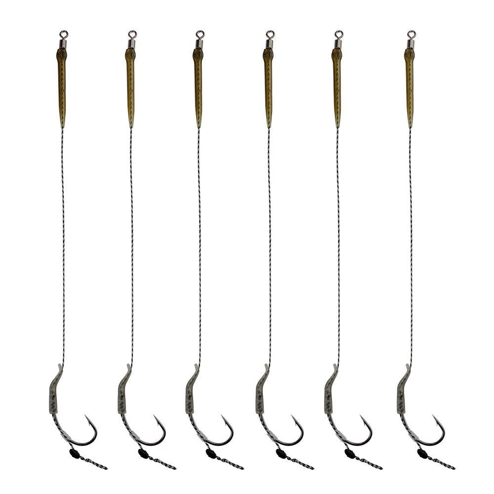 FTK 18.5cm 6-8pcs Leader Carp Fishing Hooks Hair Rigs With Line 30-60LB 2/4/6/8# Europe Feeder Group Carp Hook Accessories