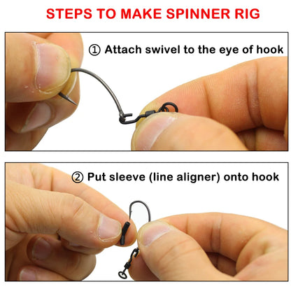 1Box Carp Fishing Kit Spinner Swivel Hook Kicker Bead Bait Screw Carp Hair Rig Accesseries