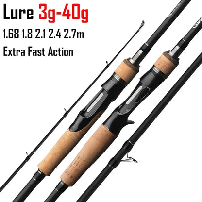 High Density Carbon Fiber Lure Carp Trout Fly Fishing Rod 3 Sections Spinning Casting Rod Medium Hardness Ultra Fast Action