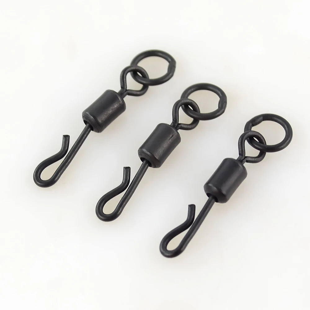 20pcs Carp Fishing Terminal Tackle Accessories Long body Q-shaped Fishing Swivel Snap with Solid Ring AE007S