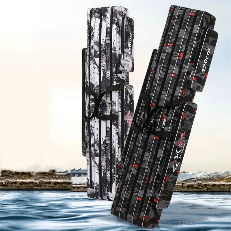 Fishing Gear Storage Bag 120 125 130CM Thickened Waterproof Multi-functional Fishing Bag 2/3 Layer Fishing Rod Bag