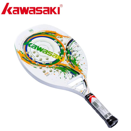 Kawasaki 3K/12K Beach Tennis Racket, Carbon Fibre Tennis Paddle Racquet with Protective Bag Cover, Model H6/P20, Size 30.