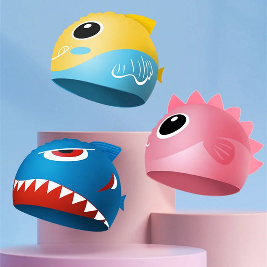 Cute Cartoon Dinosaur Kids Swimming Caps