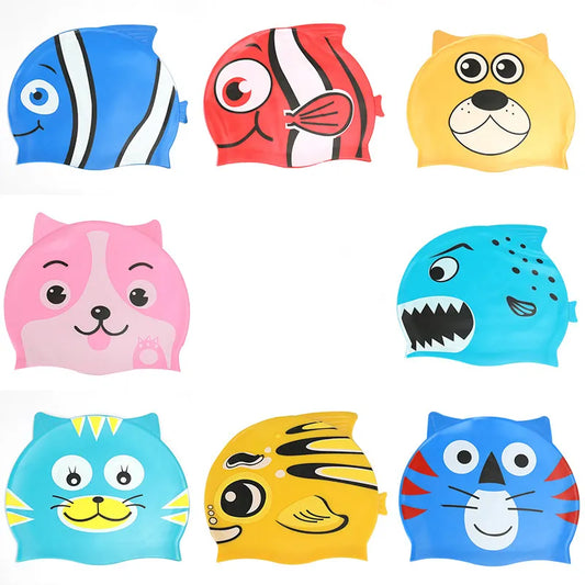 Cartoon Cute Animal Children Silicone Swimming Caps